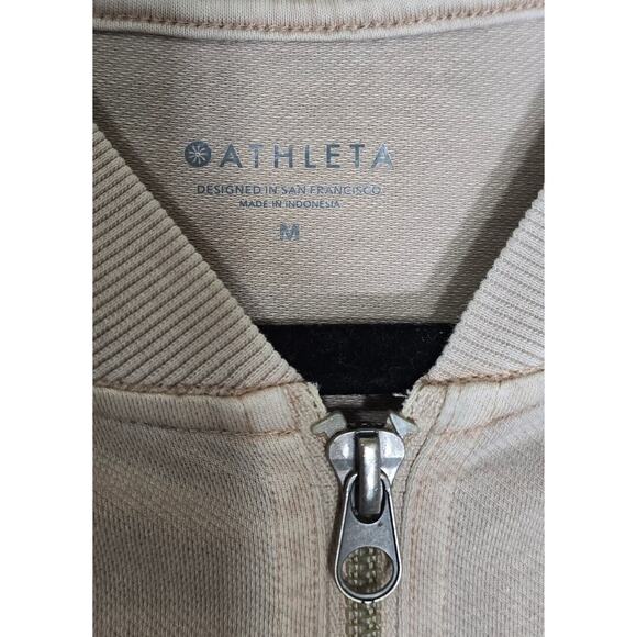 Athleta Jacket Women's Small Farallon Full Zip Pockets Mocha Latte Tan Bomber - Picture 4 of 6